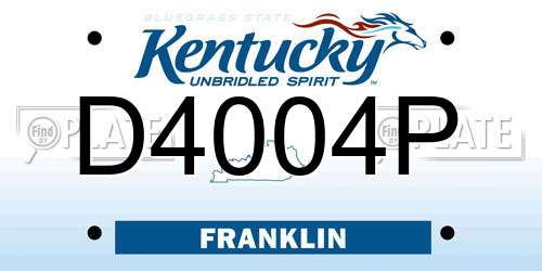 D4004P Kentucky License Plate