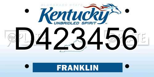 D423456 Kentucky License Plate