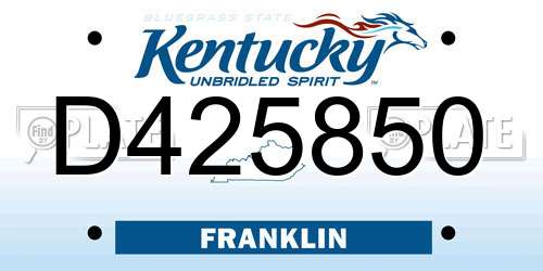 D425850 Kentucky License Plate