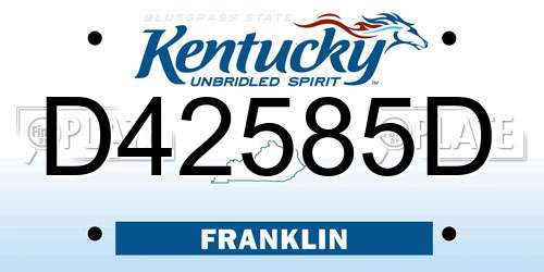 D42585D Kentucky License Plate