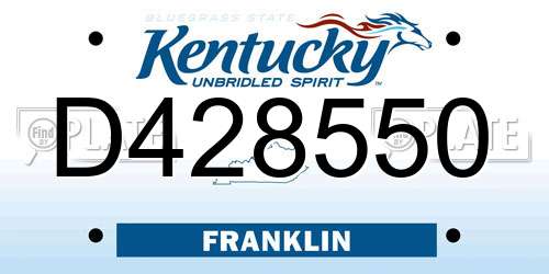 D428550 Kentucky License Plate