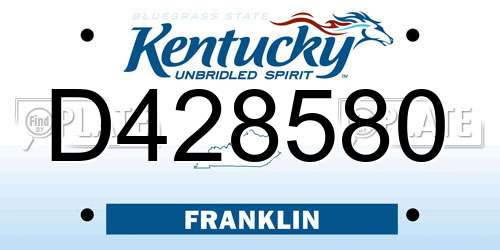 D428580 Kentucky License Plate