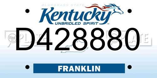 D428880 Kentucky License Plate