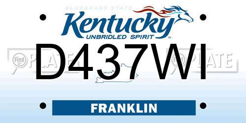 D437WI Kentucky License Plate