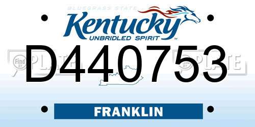 D440753 Kentucky License Plate