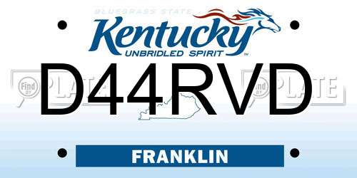 D44RVD Kentucky License Plate