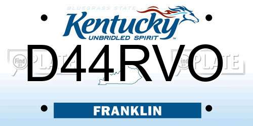D44RVO Kentucky License Plate