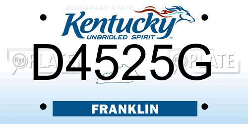 D4525G Kentucky License Plate