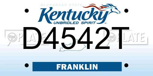 D4542T Kentucky License Plate