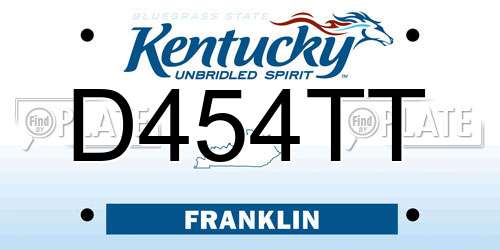 D454TT Kentucky License Plate