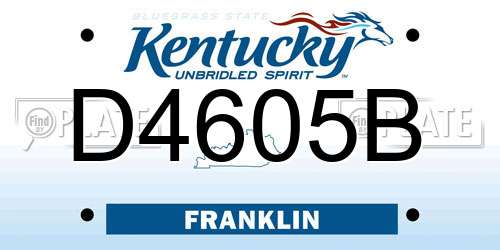 D4605B Kentucky License Plate