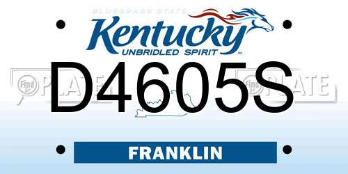 D4605S Kentucky License Plate