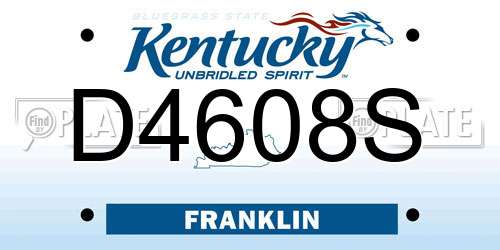 D4608S Kentucky License Plate