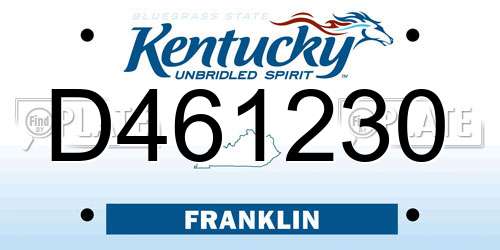 D461230 Kentucky License Plate