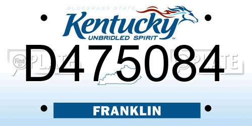 D475084 Kentucky License Plate