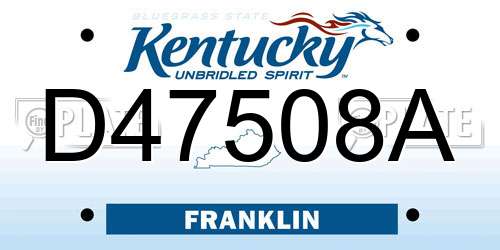 D47508A Kentucky License Plate