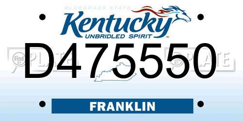 D475550 Kentucky License Plate