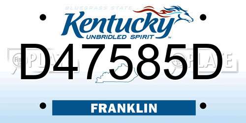 D47585D Kentucky License Plate