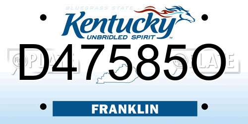 D47585O Kentucky License Plate