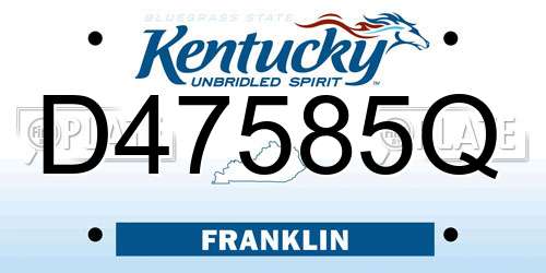 D47585Q Kentucky License Plate