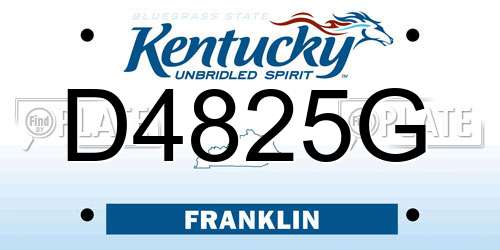 D4825G Kentucky License Plate