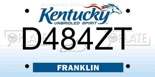 D484ZT Kentucky License Plate