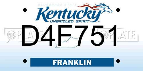 D4F751 Kentucky License Plate