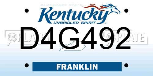 D4G492 Kentucky License Plate