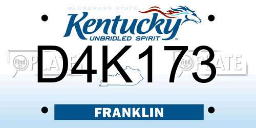 D4K173 Kentucky License Plate