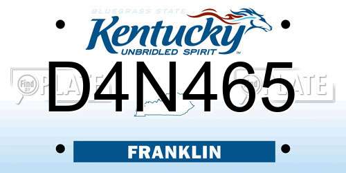 D4N465 Kentucky License Plate