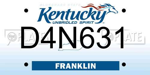 D4N631 Kentucky License Plate