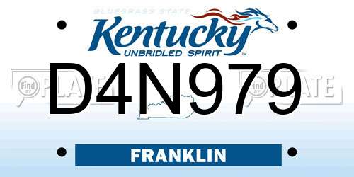 D4N979 Kentucky License Plate