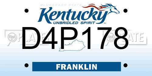 D4P178 Kentucky License Plate