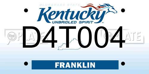 D4T004 Kentucky License Plate