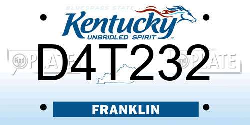 D4T232 Kentucky License Plate