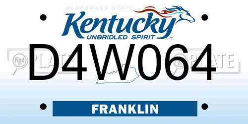 D4W064 Kentucky License Plate