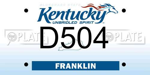 D504 Kentucky License Plate
