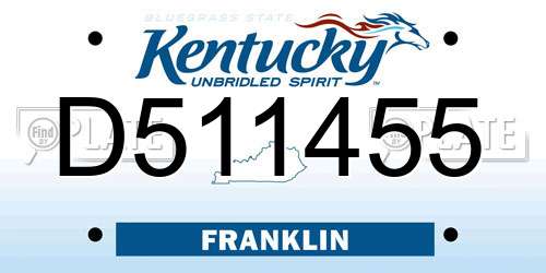 D511455 Kentucky License Plate