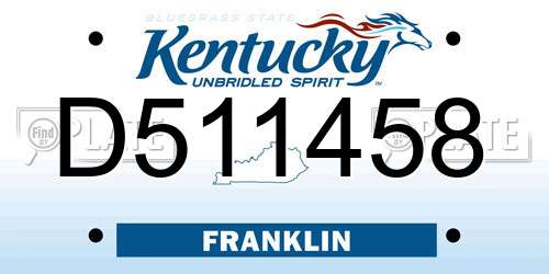 D511458 Kentucky License Plate