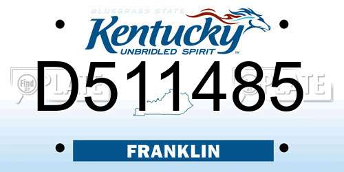 D511485 Kentucky License Plate