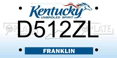D512ZL Kentucky License Plate
