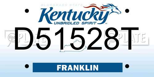D51528T Kentucky License Plate