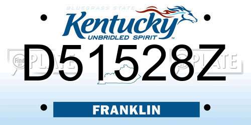 D51528Z Kentucky License Plate