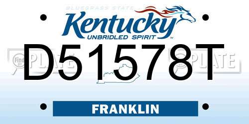 D51578T Kentucky License Plate