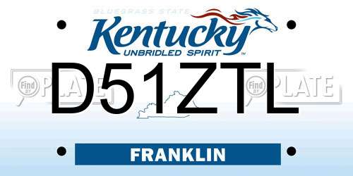 D51ZTL Kentucky License Plate