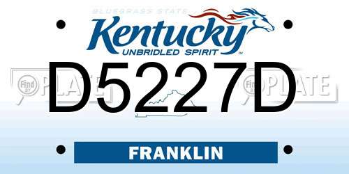 D5227D Kentucky License Plate