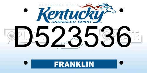 D523536 Kentucky License Plate