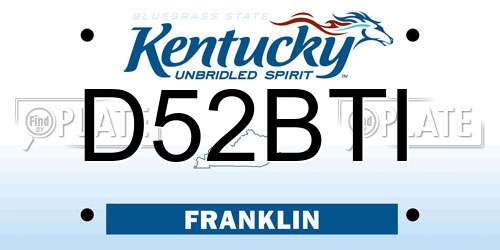 D52BTI Kentucky License Plate