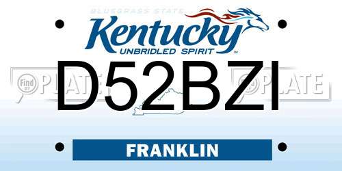 D52BZI Kentucky License Plate
