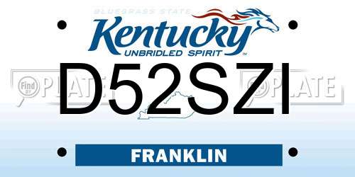 D52SZI Kentucky License Plate